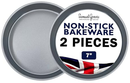 Great British Bakeware 2 Pack 7 Superior Double Coated Non-Stick Victoria Sandwich Cake Tin, Straight Sided, Baking, Oven Safe, Round Cake Tin, Fixed Base, PFOA & BPA Free Cookware, Made in England