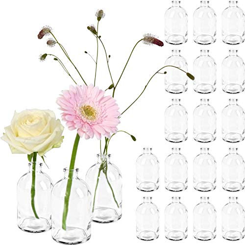 GIESSLE 20x Mini Vase Glasfläschchen kleine Flasche Tischvasen Glasflaschen Dekoflaschen Väschen Vasen Glasvasen