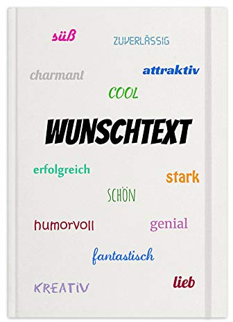 printplanet® - Notizbuch mit Name oder Text selbst gestalten - A4 Tagebuch personalisieren und bedrucken - Motiv: Positive Eigenschaften