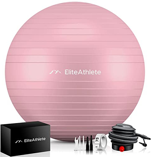 EliteAthlete Gymnastikball Sitzball Büro ergonomisch mit Anti Burst System - Fitness Pilates Schwangerschaft - Schwangerschaftsball Fitnessball Yogaball - Yoga Ball inkl. Luftpumpe