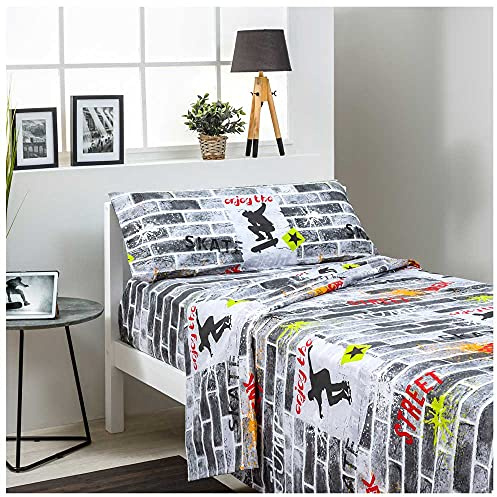 COTTON ARTean Juego de sabanas Infantil Cama 90 Algodón Poliester Roll | Incluye 3 piezas: encimera, bajera ajustable, 1 funda de almohada. Certificado OEKO-TEX