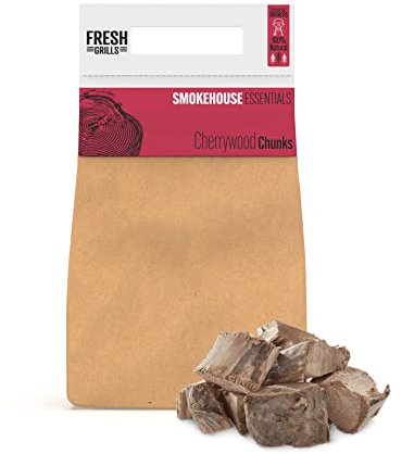 Fresh Grills Fumoir en bois de cerisier 5 L (1,5 kg) - 100 % bois naturel pour four à pizza, barbecue Kamado, fumoir - Riche saveur fumée - Faible humidité, haute chaleur - Emballage respectueux de
