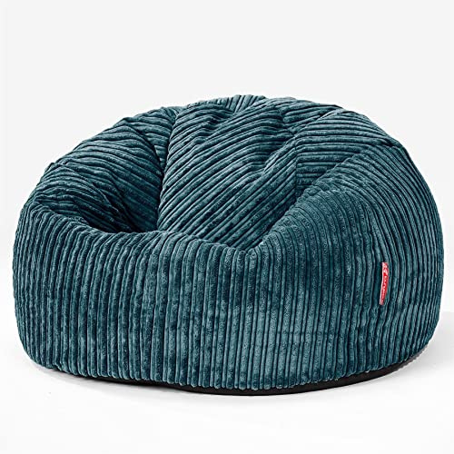 Lounge Pug Pouf Poire Classique pour Adulte en Velours Côtelé - Confortable, Facilement Transportable - Bleu Canard