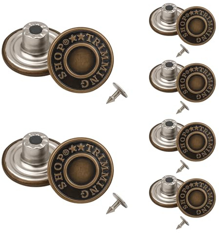WedDecor Jeans Buttons 20mm Bronze 10 Pcs Tack Hammer Aluminium Back Pin