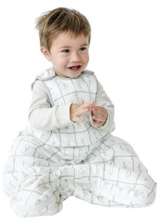 Tealbee Grow with Baby Sleep Sack – Adjustable Fit 6–24 Months for Babies & Toddlers, Soft Rayon from Bamboo Sleep Bag, All Season 1.2 TOG Wearable Blanket with 2-Way Zipper – Alphabet