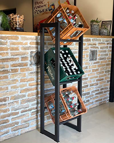QUICK STAR Getränkekistenregal 39x30x140cm für 3 Kästen Getränkekistenhalter Standregal