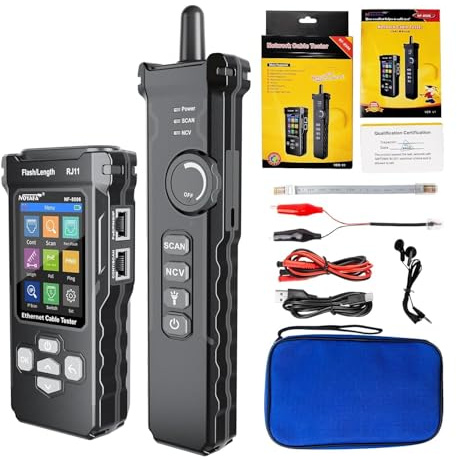 NOYAFA Network Cable Tester with IP Scanner, CAT5E CAT6 Ethernet Tester, PoE Ping Test, Port Flashing, TDR Cable Toner for RJ11 RJ45 Ethernet
