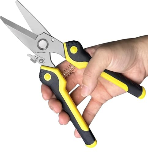FTECYBO 8 Inch Heavy Duty Scissors, Multifunction Shears for Cutting Cable Wires, Cardboard (8-Inch Straight Snips)