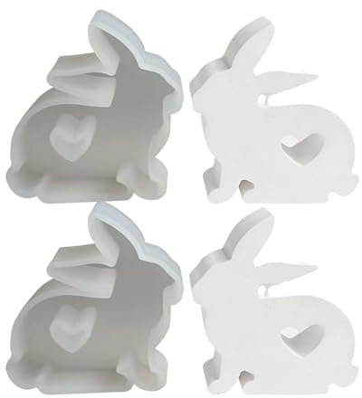 Recitem 2 Stück Kaninchen Silikonformen Gießformen,Kerzen Selber Machen set Kerzen Form Silikon Bubble Kerzen Formen Machen set für DIY Aromatherapie Kerzen Herstellung (2 Kleine Kaninchen)