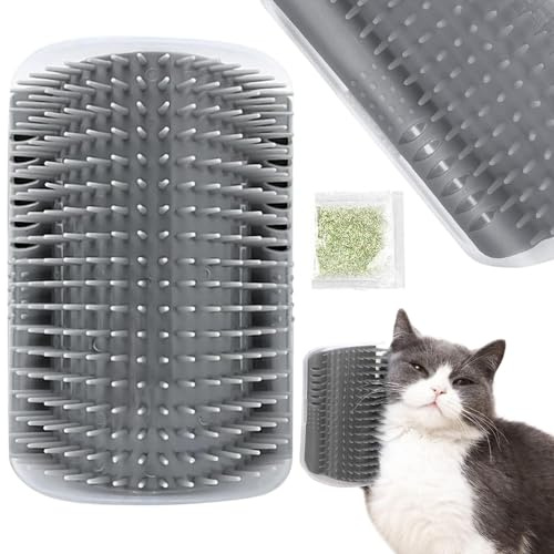 PARENCE.- Katzenmassagebürste mit eingebauter Katzenminze - Befestigung an flachen Oberflächen oder Wandecken