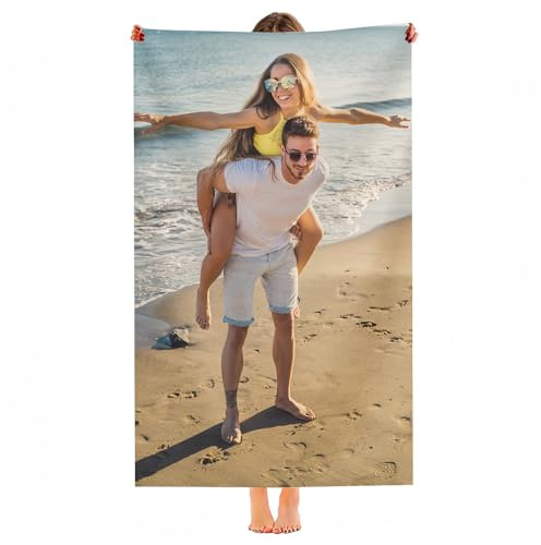 Bbflyper Strandtücher Personalisierte Selber Gestalten Strand Badetuch mit Foto,Superweiche Mikrofasergewebe Geschenk für Strand Sommer-1Foto