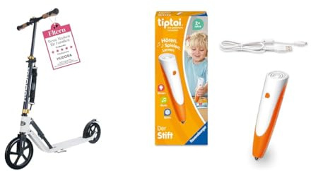 HUDORA BigWheel® Style 230, weiß & Ravensburger tiptoi Stift 00110 - Das spielerische Lernsystem, Lernspielzeug für Kinder ab 2 Jahren - Der Stift