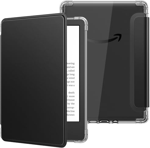 MoKo Hülle für 6 Kindle Basic 11. Generation (2024/2022), Schwarz | Ultraklar Weich Flexibel Transparent TPU Rückseite Leicht Schutzhülle mit Auto Schlaf/Aufwach für Kindle 2024