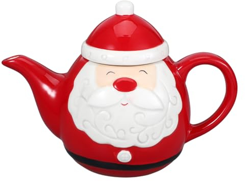 TOPBATHY Teiera in Ceramica Tema Natalizio di Babbo Natale Teiera Bollitore per Uso Domestico Regalo di Natale Articoli da Tè Decorativi