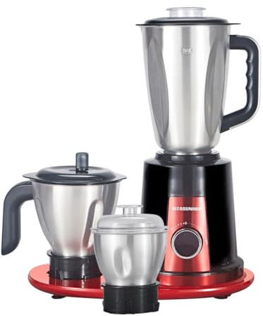 VITASUNHOW Mixeur Blender 3-en-1 Acier Inoxydable avec 3 Bols, Moteur 700 W Puissant - Silencieux (<60 dB) pour Smoothies, Chutneys, Poudres Sèches