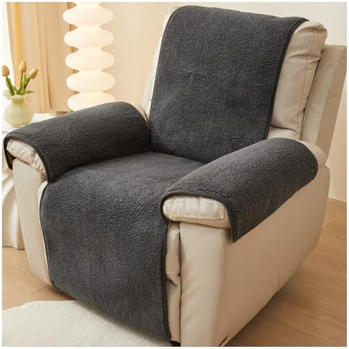 NNSMUN Sofa Armlehnenbezüge, Sesselschoner Sesselauflage, Fernsehsessel Schutzbezug Anti-Rutsch, Headrest Protectors for Recliners für Zuhause mit Kindern und Haustieren Hund (Dunkelgrau,56X207cm)