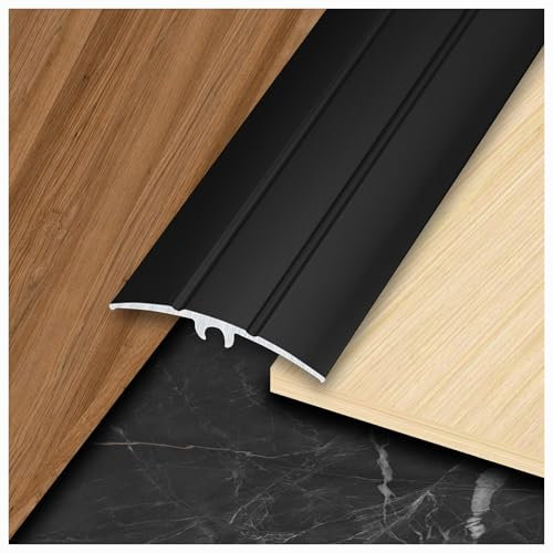Übergangsleiste, Bodenleiste, Randleiste aus Aluminiumlegierung, Türschwelle Zum Kleben, Schwellen Randstreifen, Ausgleichsprofil für Laminat & Parkettböden, Türschwelle(Black,90cmx5cm)