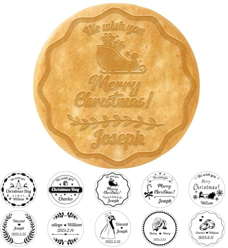 Personalisierte Weihnachtskeks-Stempel mit Familienname | 3D-Backstempel mit Ausstecher,Individuelle Frohe Weihnachten Plätzchenstempel,Individuelle Geschenke zum Backen