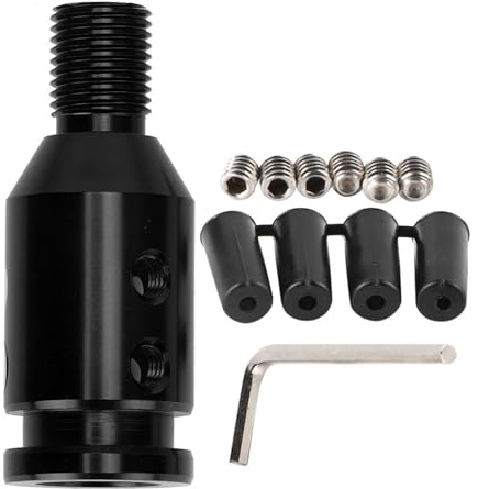 WAONIQ Universal Auto Schaltknauf Adapter, Aluminiumlegierung, Schalthebelanschluss für Schalthebel ohne Gewinde (Gewindesteigung 12 x 1,25) (Schwarz)