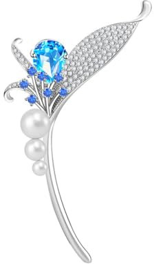 Broche en Zircon Orchidée Argentée, Broche Décorative Élégante