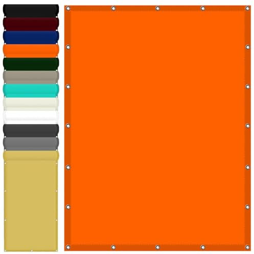 Große wasserdichte Campingplane, 5,5 x 6 m, UV-beständiger Sonnenschutz mit Ösen, kostenloses Seil, wetterfest, für Camping, Strand, Veranda, Orange
