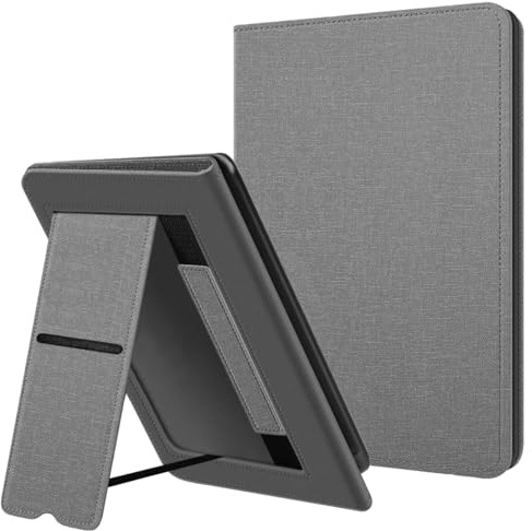 Hülle für 7 eReader (12. Generation) - 2024 und Colorsoft Signature Edition (1. Generation 2024), Kickstand Schutzhülle mit Auto Sleep/Wake Funktion und Handschlaufe (C1-Grau)