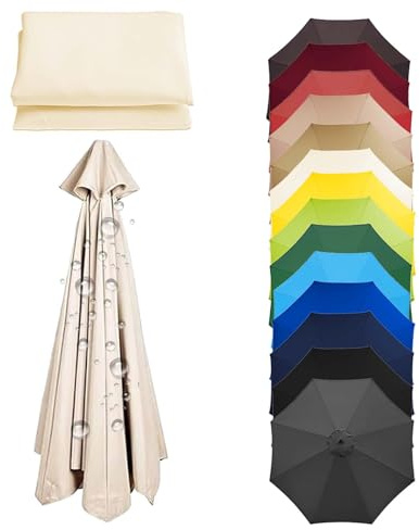 XEISYO 6/8 Ribs Replacement Parasol Canopy, 2m/2.3m/2.5m/2.7m/3m Patio Umbrella Replacement Canopy, Parasol Cover for Outdoor Table Market Yard (J,6Ribs-2.3M/7.5FT)