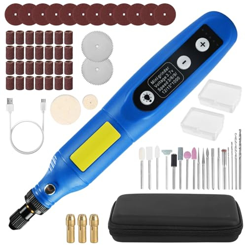Cordless Rotary Tool kit, Mini Rotary Tool Kit with 73 Accessories, 5 Variable Speed, Type-C Charging Power Tool for Light-Duty DIY and Crafting, Engraving, Sanding, Carving(Blue)