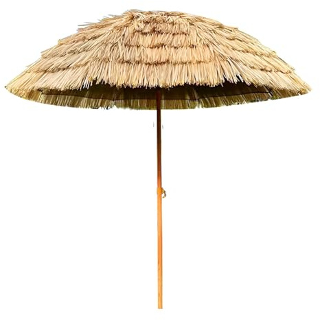 Parasol hawaïen Pliable, Parasol d'extérieur inclinable en Paille à 8 Baleines, Installation Facile, Parasol Tropical pour Piscine, Jardin, terrasse, Plage