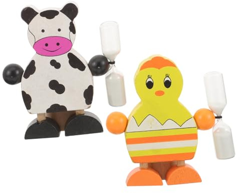 KONTONTY 2Pcs Toothbrush Timer Hourglass with Wooden Holder Visual Timer for Childrens Teeth Brushing Management Desktop Tool for Boys