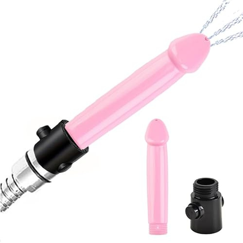 ABS Douche Enema Shower Cleaning Set Anal Plug Dildo Anal Enema Cleaning with Control Valve for Most Shower Systems （Pink）