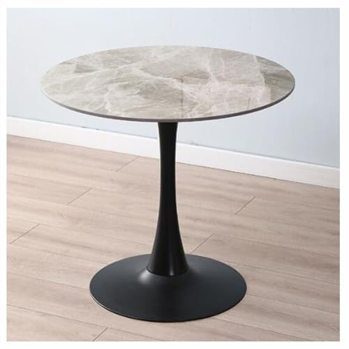 Moderner Marmor-Bistrotisch – Runder Esstisch 60/70/80 cm mit Metallsockel für 4 Personen, stilvoller Küchen- und Wohnzimmermöbel, Mitteltisch für Zuhause