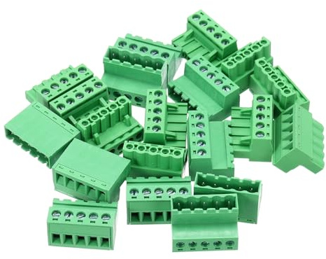 QUARKZMAN 10PCS Bloques De Terminales De Tornillo Para Montaje En PCB De 5 Pines Paso De 5.08mm/0.2 Pulgada Conectores Para Placas De Circuito Para Electrodomésticos Proyectos Industriales