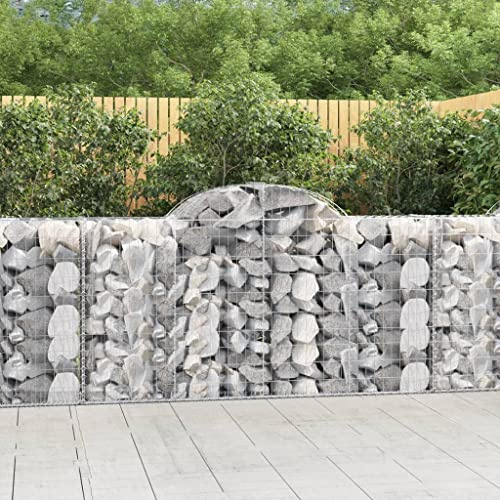 QJBSAVVA Lot de 14 gabions - 200 x 50 x 100 cm - 120 cm - En fer galvanisé - Pour brise-vue et décoration de jardin - Robuste et stable - Décoratif dans le jardin, la cour, la terrasse