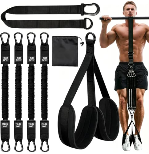 Kuvarix Klimmzug Bänder Set, Klimmzughilfe 75-300lbs mit Verstellbarem Widerstand und Höhe, Pull Up Band für Klimmzüge, Training zu Hause & Fitnessstudio, Ideal für Anfänger