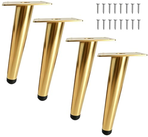 ANMOO 15cm Furniture Legs,4Pcs Gold Metal Oblique Table Leg | Cone Cabinet Legs Stainless Steel Table Legs No-Slip Silent for DIY Coffee Table, Sofa, Cabinet, Bed, Chair