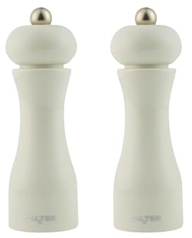 Salter Retro 18.5 cm Seasoning Mill Set of 2 – Manual Salt & Pepper Grinders, Ceramic Grind Mechanism, Adjustable Coarseness, Vintage Kitchen Design, Cream | Manual grinders, ceramic grinding mechanism, adjustable coarseness, cream acrylic body, for salt pepper and dried spices