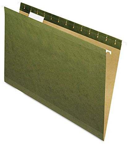 Pendaflex Reinforced Hanging Folders, Legal Size, Standard Green, 1/5 Cut, 25/BX (4153 1/5)