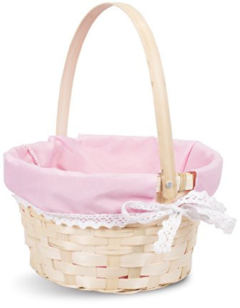 5 Pcs Easter Egg Hunt Gift Basket for Kids, Pink Wicker, Flower Crafts (Pink)