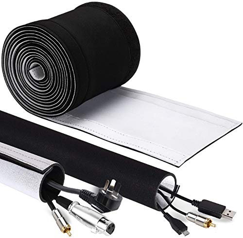 4M Guaina per Cavi, GeeRic Manicotto di Cavi DIY Cavi Organizzatore Tagliabili Fascette Stringicavo Regolabile per TV, PC,Casa,Uffico