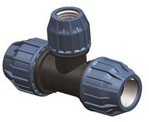 Elysee T-Stück reduziert, 132x25x32 mm für PE-Rohr, Klemm x Klemm, DVGW, Trinkwasserzertifiziert