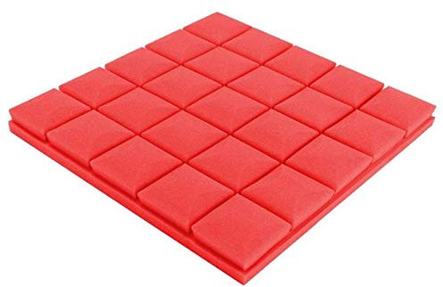 4pcs50x50x5cm Studio Akustische Schallschutzschaum-Schallabsorptions-Behandlungsplatte Fliesenkeil-Schutzschwamm, Rot, Russische Föderation