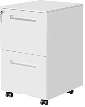OFITURIA ® Archivador Metálico Blanco con Cerradura para Oficina, Cajonera con Ruedas, 2 Cajones, Viene Montado 52x39x60 cm