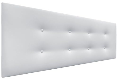 DHOME Testata in Similpelle o Tessuto AQUALINE Pro con 2 file di bottoni Testata imbottita Letto di lusso (Similpelle Bianco, 160x50cm (Letti 150/160))