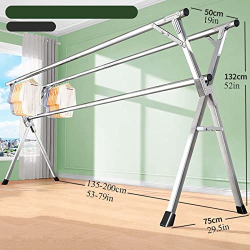 FOGUO Kleiderhaken Klappbar Modern, Kleiderwagen Auf Rollen Stabil, Garderobenstander Metall Stabil, Kleiderstander Klein Schlafzimmer, Bis 90 Kg Belastbar, für Schlafzimmer, Waschküche (150cm/59in)