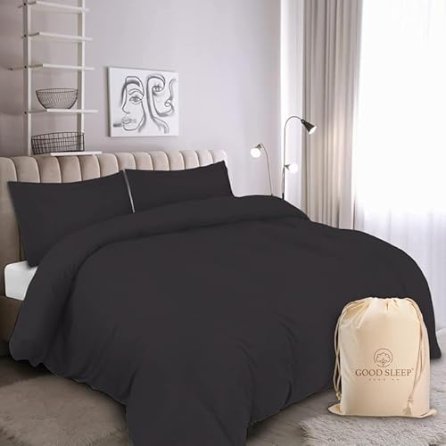 100% Egyptian Cotton Duvet Cover Sets, 1000 TC, 3 Piece, Dark Grey | Luxury Sateen Weave Kingsize Duvet Cover Sets, Soft Zipper Closure Duvet Covers, (1 King Size Duvet Cover, 2 Pillow Cases),