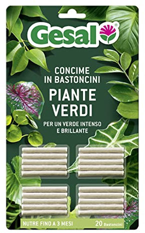 GESAL Concime in Bastoncini, Per Piante Verdi in Vaso, da Appartamento, Balcone e Giardino, Con Guano, 20 Bastoncini (18 g)