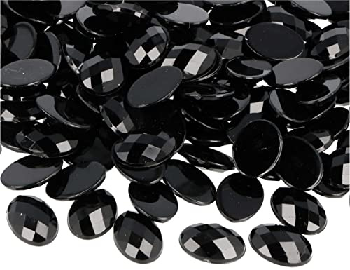 INNSPIRO Deko-Edelsteine aus Acryl, oval, schwarz, blickdicht, 13 x 18 mm. 500 Stück.