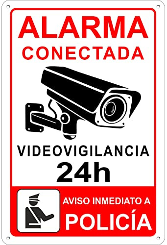 Alarm-Schild, Videoüberwachung, Polizei-Hinweis aus Aluminium, 3 mm (20 x 30, Alarm-Schild)