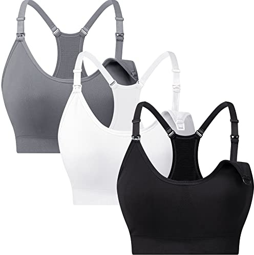 Suekaphin Nursing Sports Bra for Women,Pregnancy Workout Bras,Maternity Sports Bra,Sports Nursing Bralette for Large Breasts,NC,Large